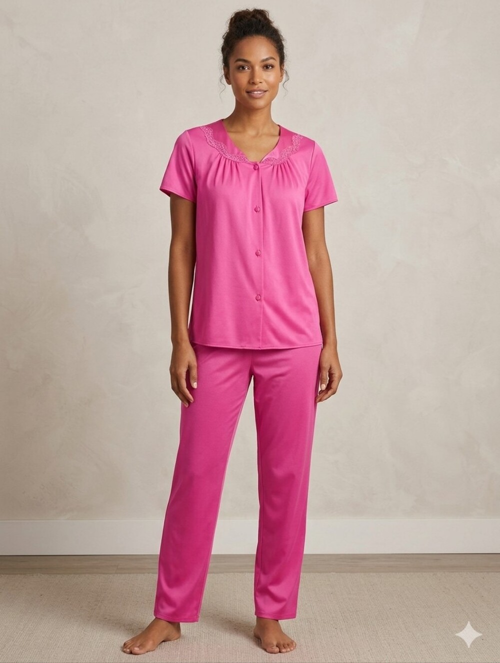 Vanity Fair Bright Pink Sleepwear Set Size Small